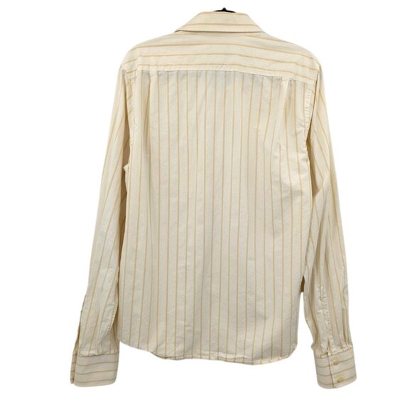 Vintage Abercrombie & Fitch Stripe Shirt Men Size L Preppy Butter Yellow Coastal - Picture 2 of 14